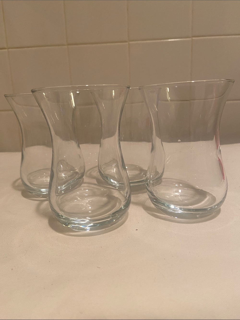 🌺 Turkish Tea Clear Glass Cups - Set of 4